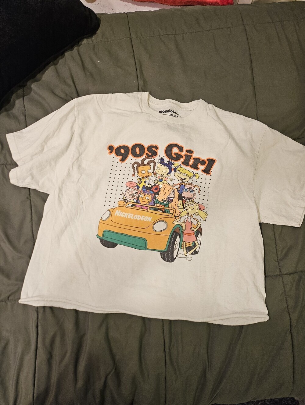 Nickelodeon White '90s Girl Cartoon Car Graphic Tee